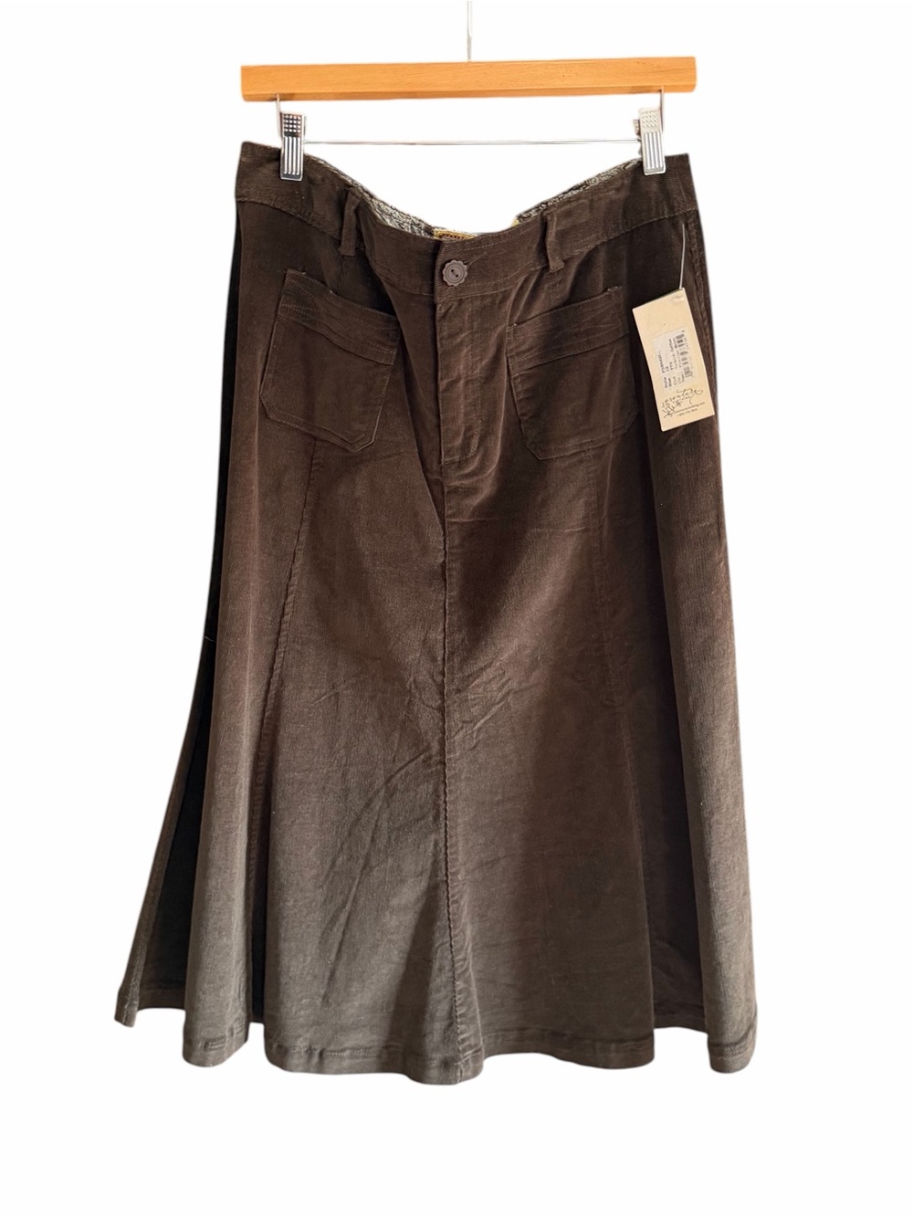 NWT ADVENTURA Organic Cotton Pinellas Skirt Turkish Coffee Corduroy 12